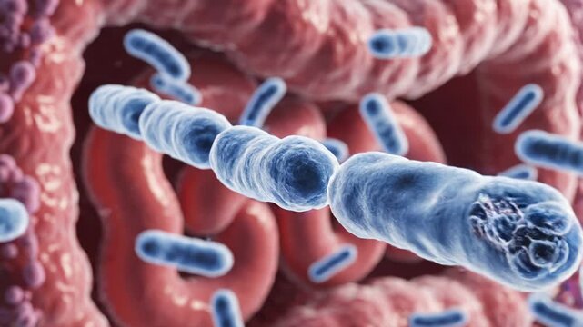 Bacteria Cells Dividing in Human Tissue.