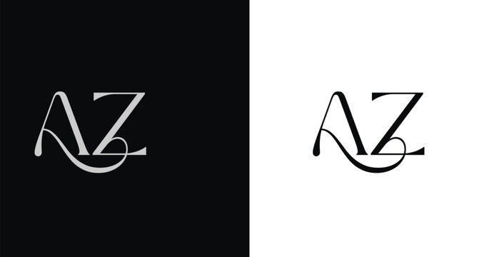 Elegant AZ letter monogram logo vector in stylish serif typography...