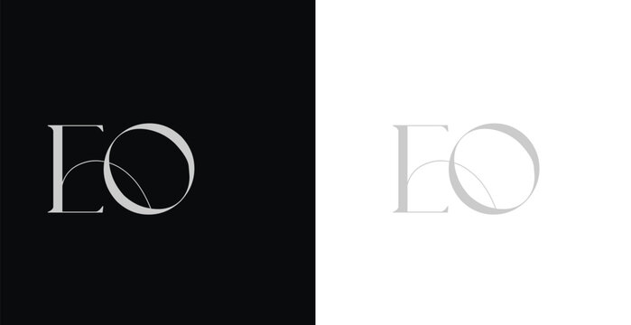 Elegant EO letter monogram logo vector with graceful serif style fo...