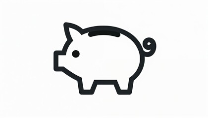 Minimalist piggy bank line icon. Symbol of saving money, financial planning, and wealth accumulation. Simple graphic for finance, budget, and banking concepts.