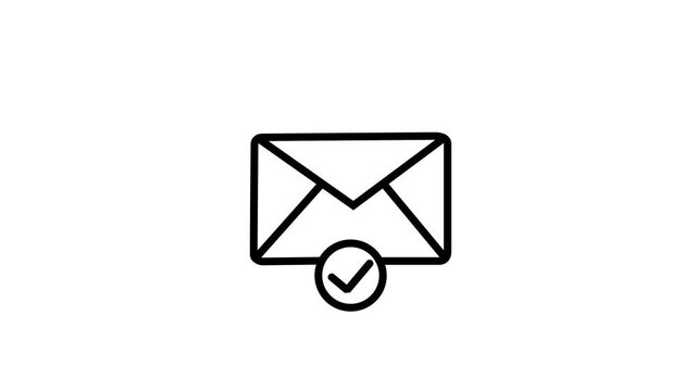 Mail box with check mark.black email box and check mark verified icon animation.Mail box with 4k video.