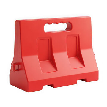 Red plastic traffic barrier used for road safety and construction zones