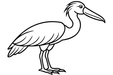 Fototapeta premium shoebill bird silhouette line art vector illustration with a white background