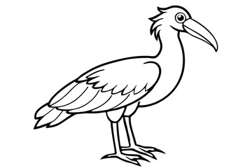 Obraz premium shoebill bird silhouette line art vector illustration with a white background