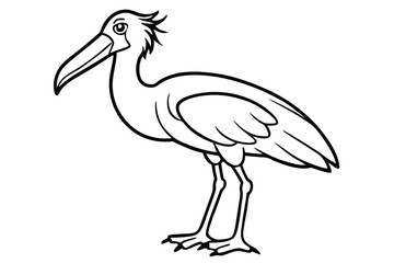 Fototapeta premium shoebill bird silhouette line art vector illustration with a white background