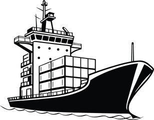 Fototapeta premium Minimalist Ship Vector Illustration – Modern Sailing and Maritime Design