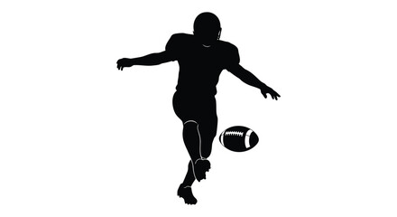 Obraz premium Black silhouette of rugby player kicking ball vector