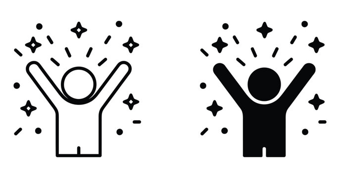 Joy icons vector collection representing happiness, positive emotions and cheerful expressions, celebration and fun concept symbols