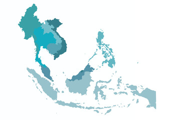 Map of Southeast Asia with states borders