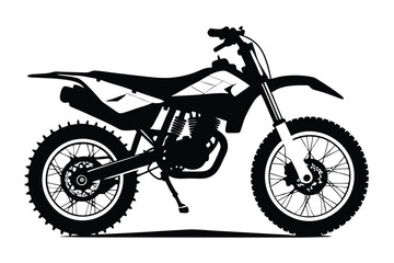 dirt bike silhouette line art vector illustration with a white background