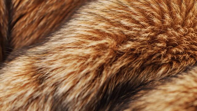 Fur background. Brown and beige animal fur texture. Closeup animal hair skin textured backdrop frame. Fluffy surface natural pattern design. Modern abstract short wool furry material, soft shaggy wool