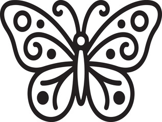 Ornamental butterfly wings line art vector illustration © MDToufik