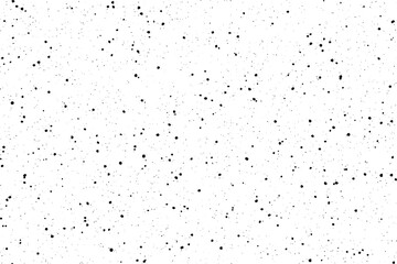 Minimalist design featuring numerous small black flecks on a crisp white background