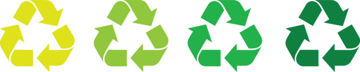 Gradual color transition of green leaves on white background