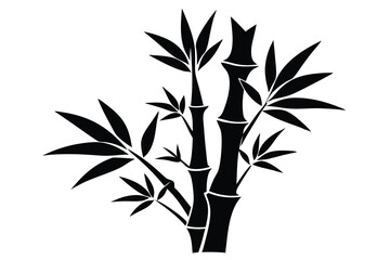 Obraz premium bamboo shoot silhouette line art vector illustration with a white background
