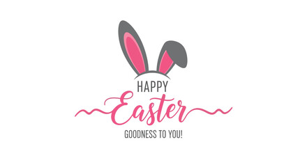 Fototapeta premium The bunny ears graphic marks the happy Easter holiday event.