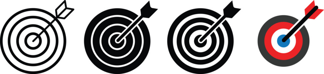 Archery targets with arrows illustrating accuracy and precision in hitting the bullseye