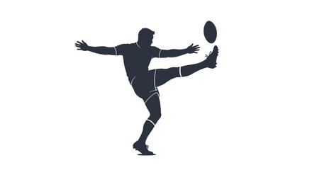 Obraz premium Black silhouette of rugby player kicking ball vector