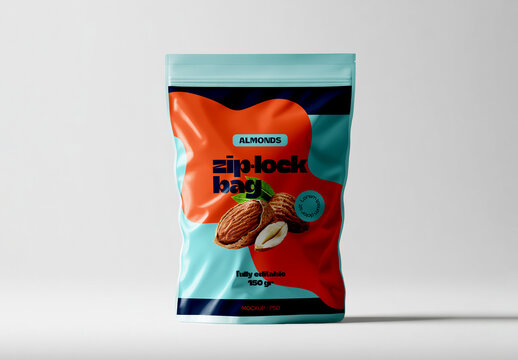Snack Zip Lock Bag Packaging Mockup