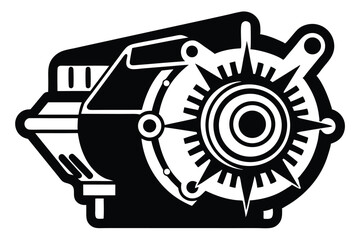 Fototapeta premium alternator silhouette line art vector illustration with a white background