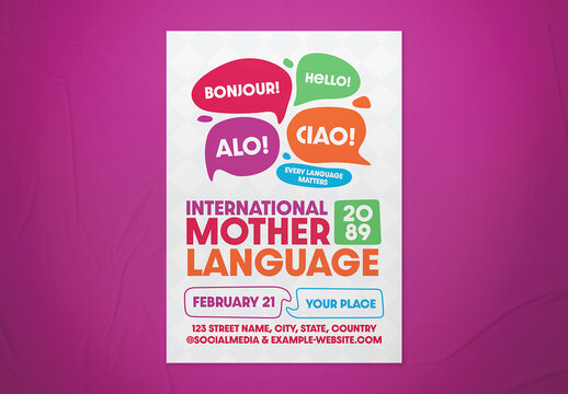Colorful Minimalist International Mother Language Event Flyer