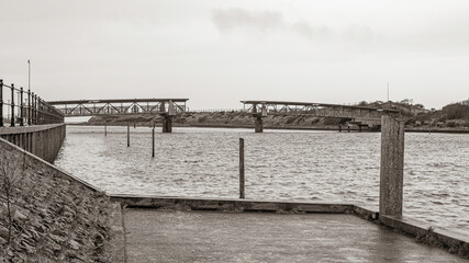 Black and white of the old Iron bridge in Irvine Scotland. © James