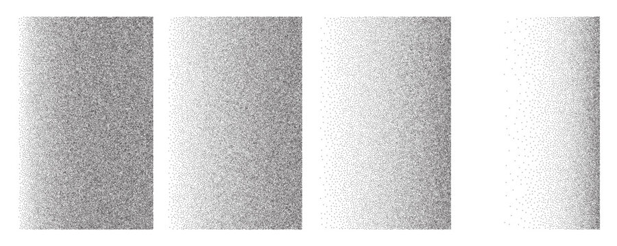 Noise grain gradient background, dot pattern spray effect set