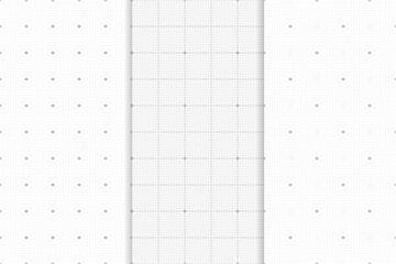 Naklejka na ściany i meble Set of Journal planer page with dotted grid. Vector. Seamless checkered texture. Simple square graph paper texture. Retro bullet notebook background. Simple school square graph pattern.