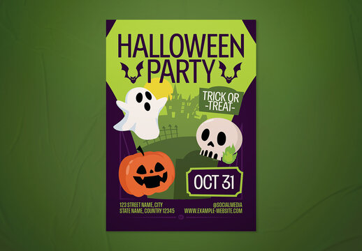 Purple & Green Playful Halloween Flyer