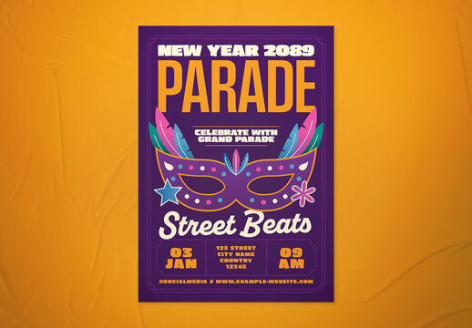 Purple & Yellow New Year Parades Flyer