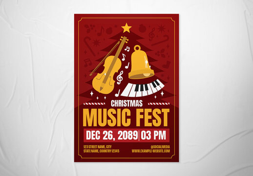 Red & Yellow Christmas Music Festival Flyer