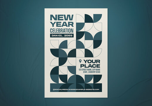 Simple Minimalist Geometric New Year Flyer