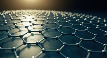 Naklejka premium Closeup of Graphene Structure Hexagonal Lattice of Carbon Atoms Advanced Material.