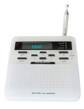 Digital radio showing a heat warning that has been issued