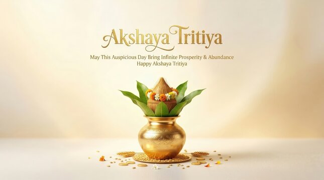 Golden Kalash Prosperity Symbol Akshaya Tritiya Background