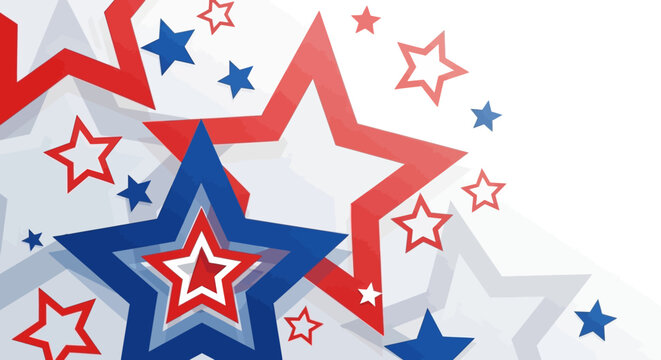 Abstract starburst composition red blue and white shapes vector graphic design elements
