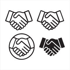 Obraz premium Handshake icon set. business deal symbol. partnership and agreement vector illustration