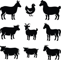 Obraz premium Farm animal icons vector collection