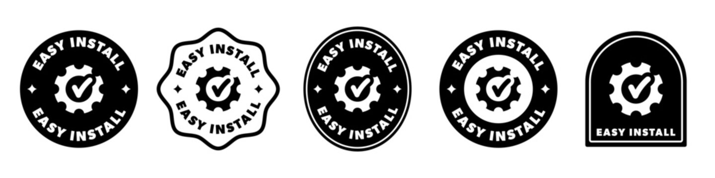 Easy Install signs for product package labeling. Vector design.