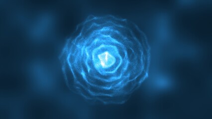 Abstract blue energy round sphere glowing with particle waves hi-tech digital magic abstract background © Bolbik