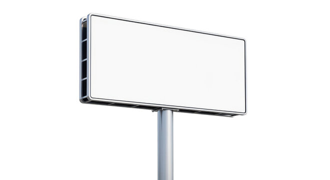 Modern billboard standing on a single metal pole outdoors