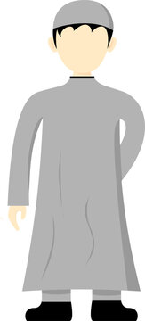 A Muslim man wearing a thobe (gamis).