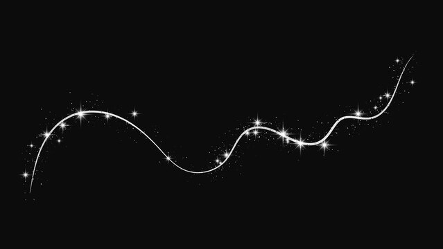 Silver glittering confetti wave and stardust