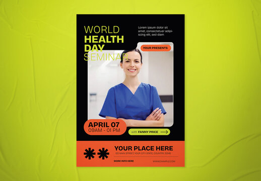 Orange & Yellow Edgy Modern Flat Design World Health Day Flyer
