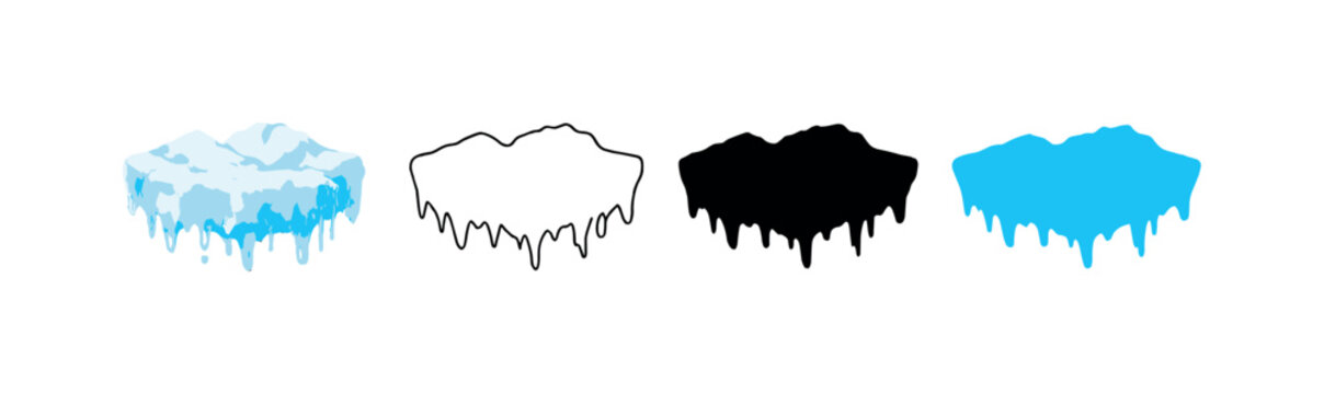 Changing environment context shown as a melting iceberg chunk with uneven edges and dripping lower contour, isolated and