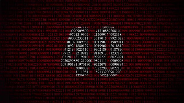 Digital code stream digital data stream with red '40' - technology, binary and code