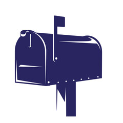 blue mailbox on post illustration  american style postal box  mail box