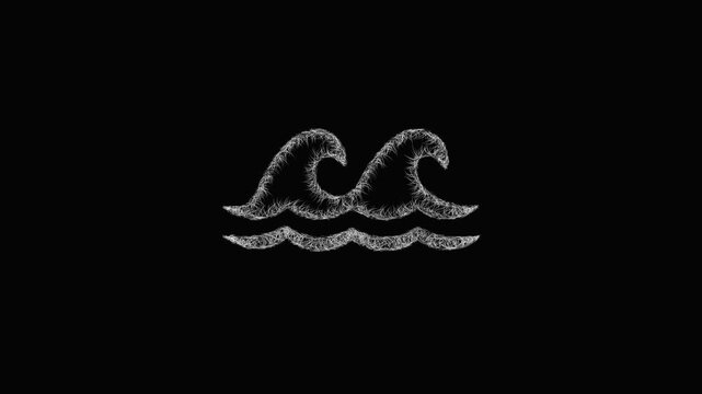 Sketch ocean waves icon animation - smooth progressive reveal