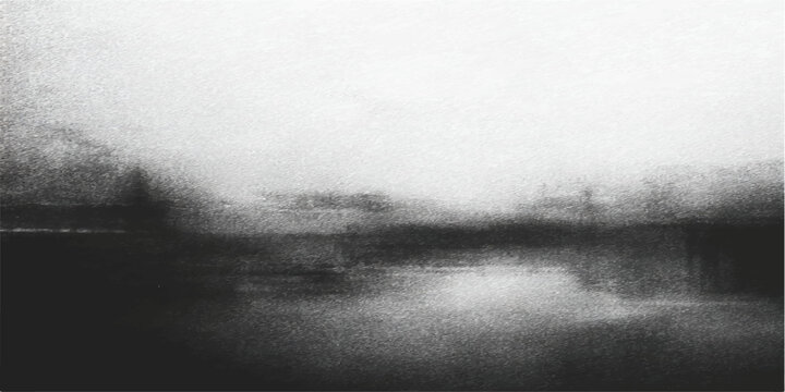 A dark grunge background featuring abstract black and white textures of smoke and mist swirling through a stormy night sky with clouds and moonlight