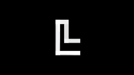 Fototapeta premium Modern abstract white letter L minimalist design on a black background, sleek geometric graphic element